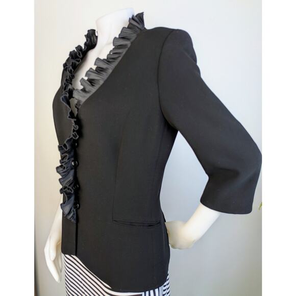 Tendencias Ferrera Blazer 12 Black Organza Ruffle Dressy Cocktail Holiday Spain - Picture 4 of 12